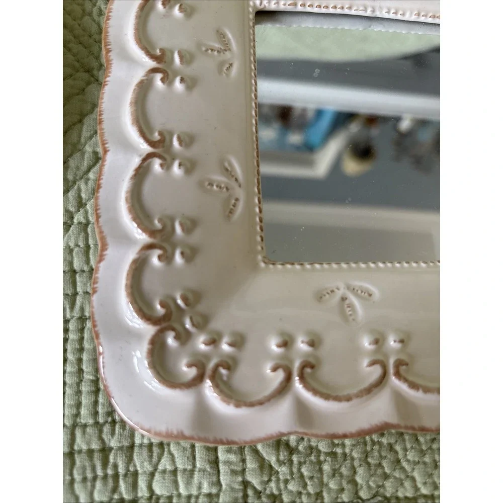 Set of 2 Ornate Hanging Wall Mirrors Cream Shabby Chic Oval Square NWT 7ish